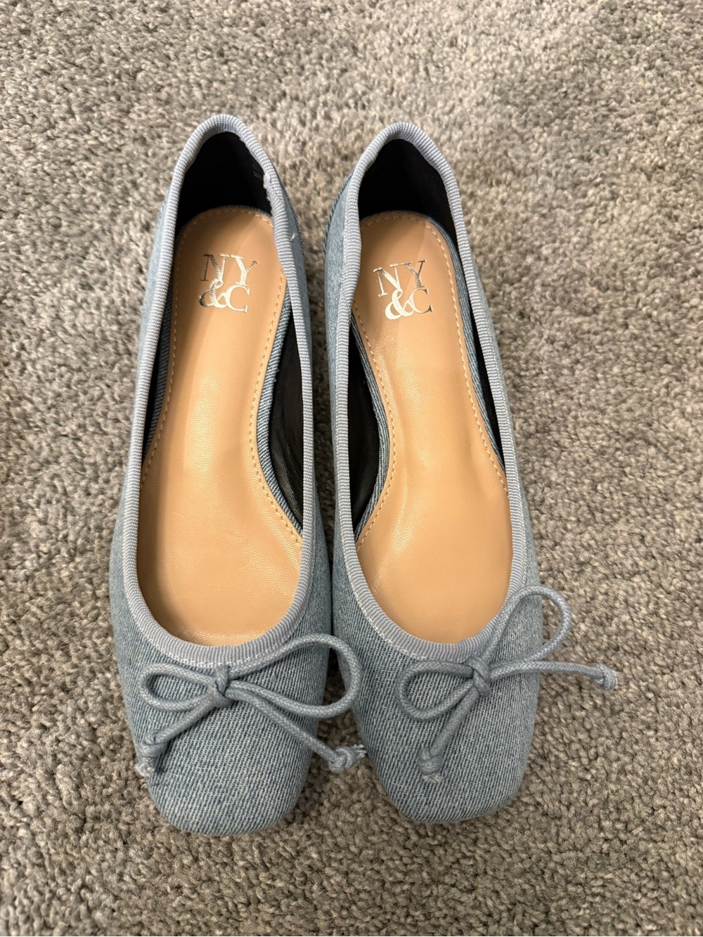 NY&C Paulina Womens Square Closed Toe Ballet Flats